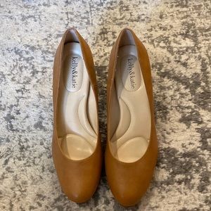 Kelly & Katie Cognac Faux Leather Heels
